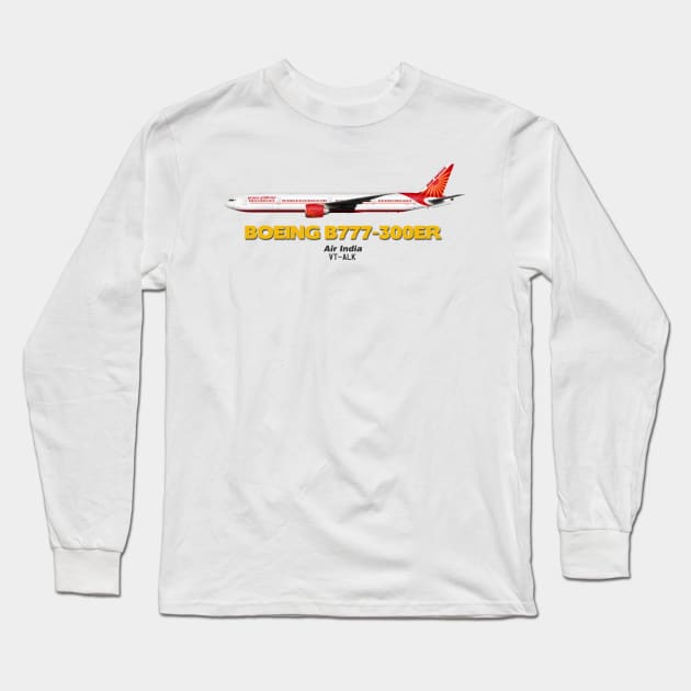 Boeing B777-300ER - Air India Long Sleeve T-Shirt by TheArtofFlying